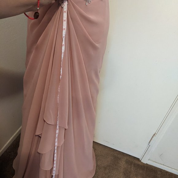 Blush Pink Satin Evening Dress with coreset lining and matching purse Size S - Picture 6 of 13